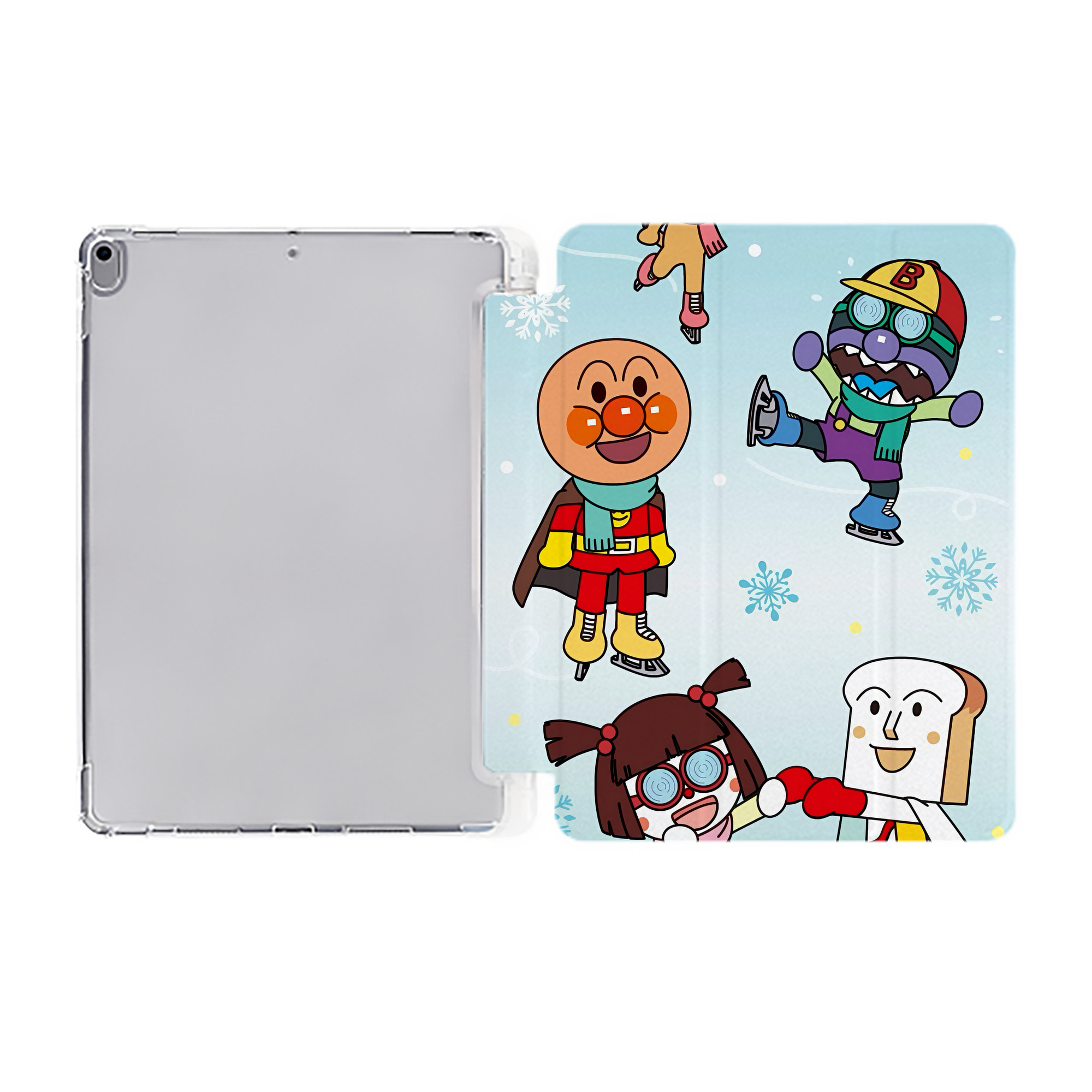 （画像用） アンパンマン Anpanman IPad ケース ペン収納付き 三つ折りスタンド PUレザー×シリコン 対応機種9.5/10.5/10.9インチ
